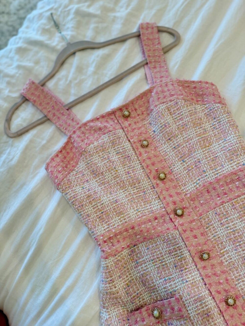 Amanda Uprichard Archie Pink Tweed Mini Dress Size S REVOLVE - Picture 2 of 7